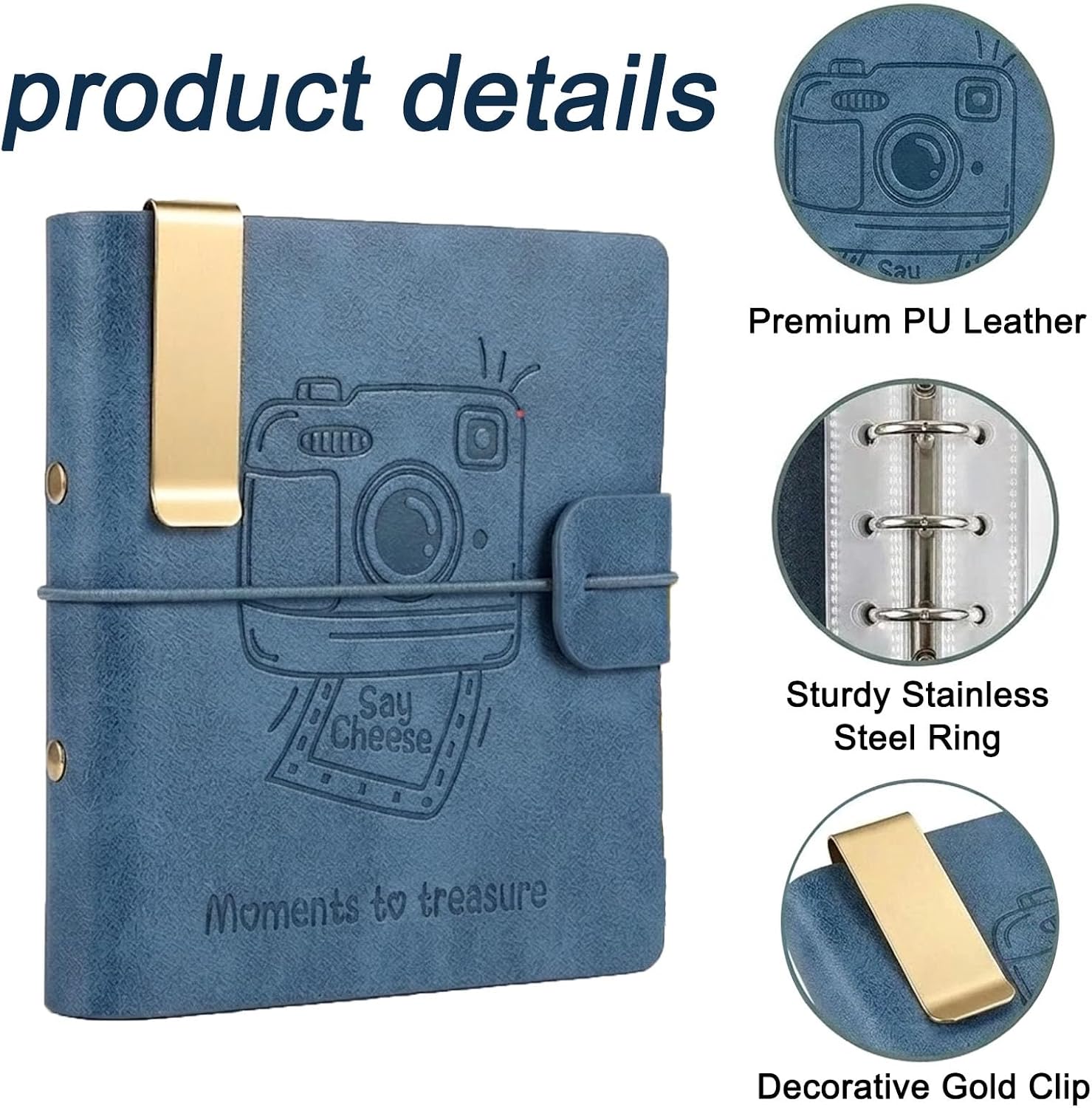 100-Pocket Mini Photo Album for Fujifilm Instax Mini 12 11 9 & Polaroid Snap Hold 2x3" Pictures Small Leather Wallet Size Photo Holder for Z2300, Hi-Print, Portable Film Binder image 3