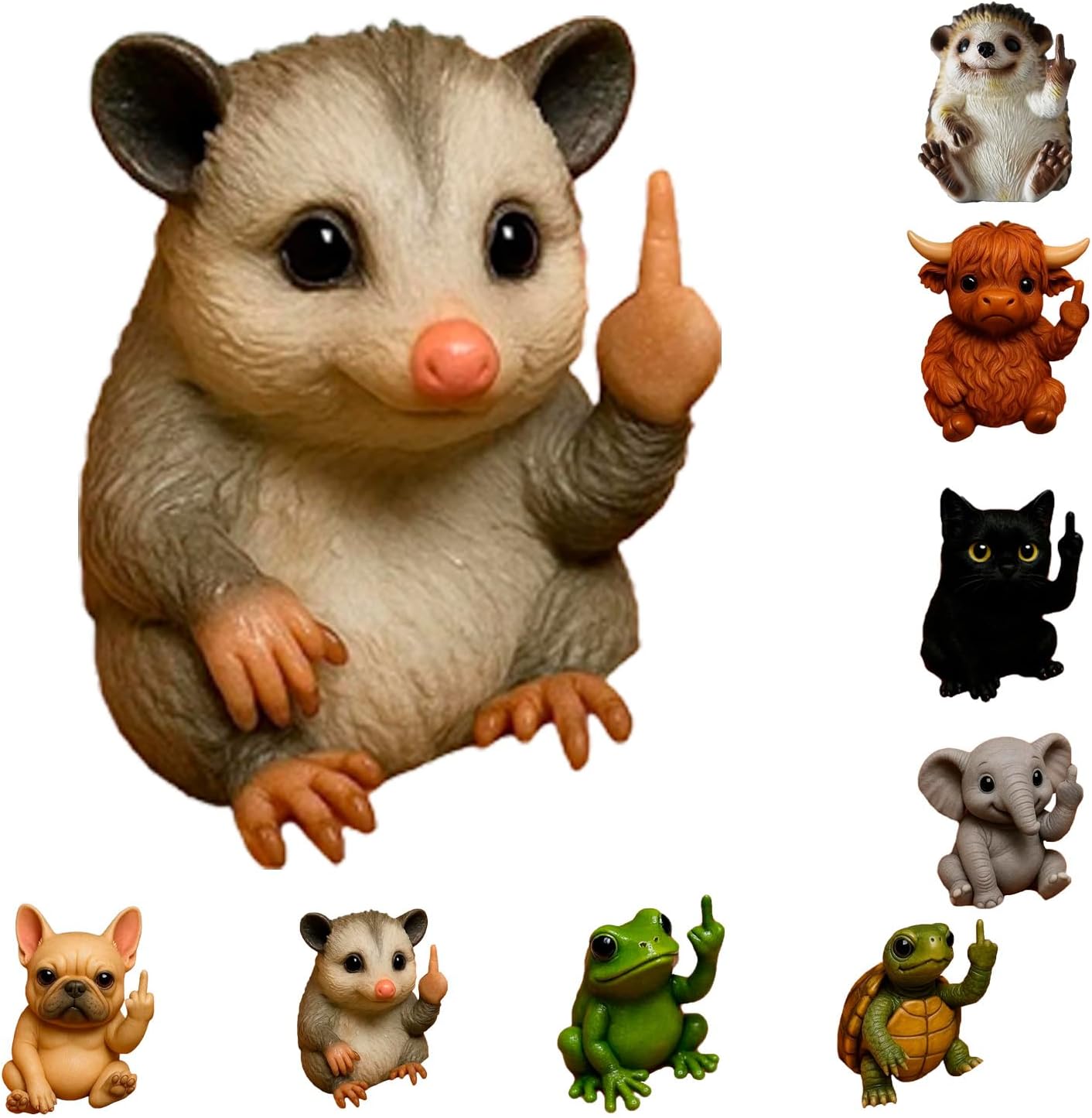 Nicerice Fun Mini Middle Finger Animal Statue,Resin Middle Finger Animals Decor Statue for Desktop,Office and Car, Funny and Cute Middle Finger Humor Gag Gifts (Mouse)