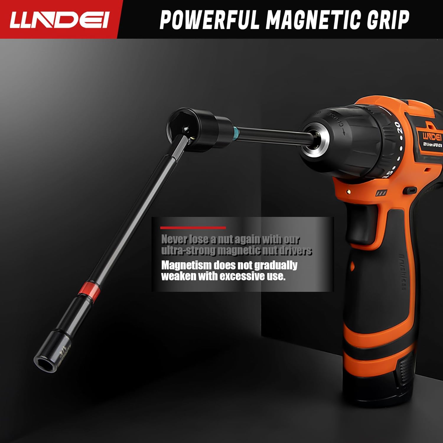 LLNDEI 21-Piece Magnetic Nut Driver Set - SAE (1/4" to 9/16") & Metric (5mm to 15mm) Nut Driver Set with Non-Slip Grip Handle - Upgrade Cr-V Magnetic Socket set for Secure Fastening in Tight Spaces