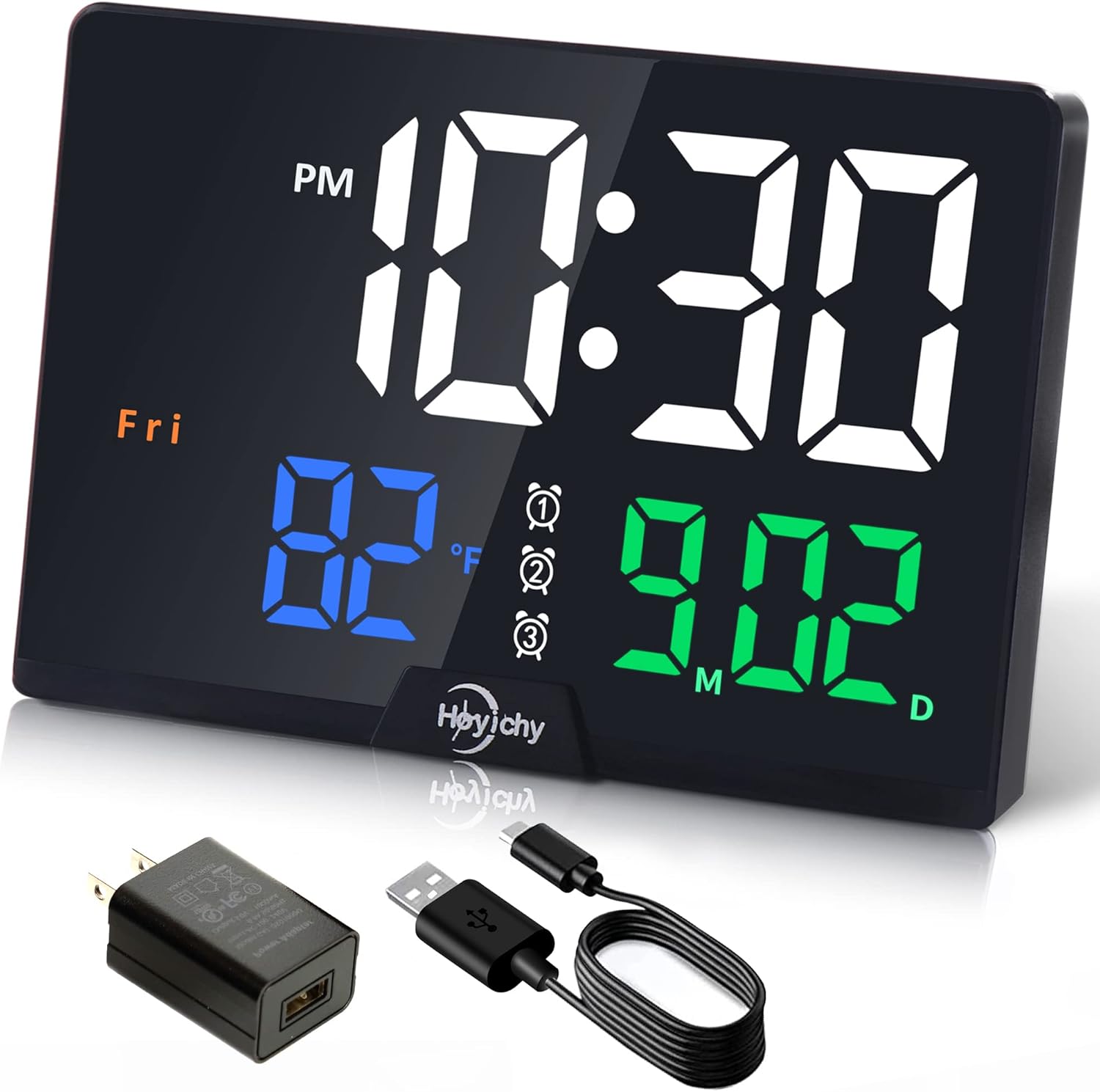 RGB Color Digital Alarm Clock with Calendar and Temperature