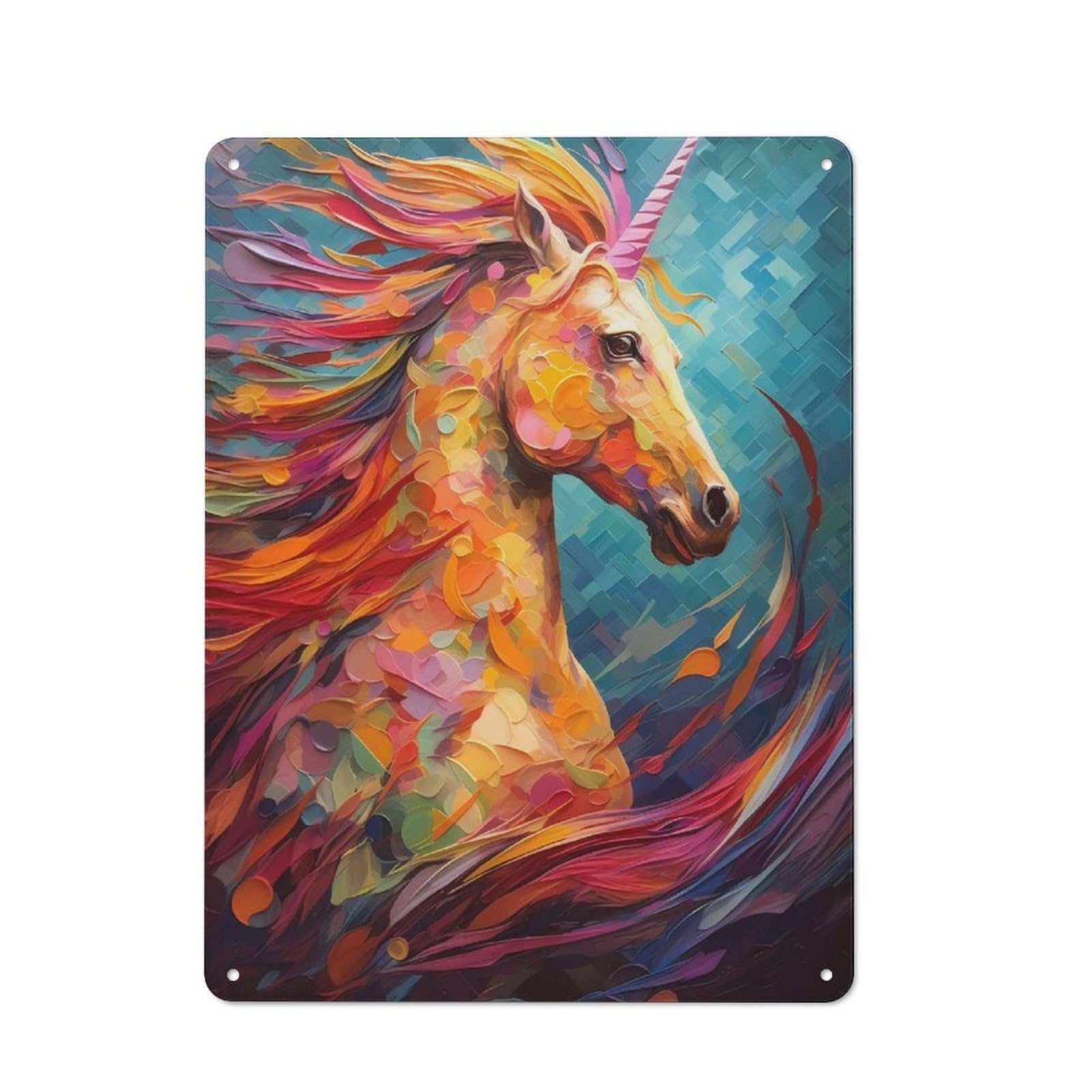 Vintage Tin Sign with Unicorn Animals Design 40x30cm, Nostalgic Nostalgic Wall Art for Living Room, Hallway, Kitchen Or Cafe