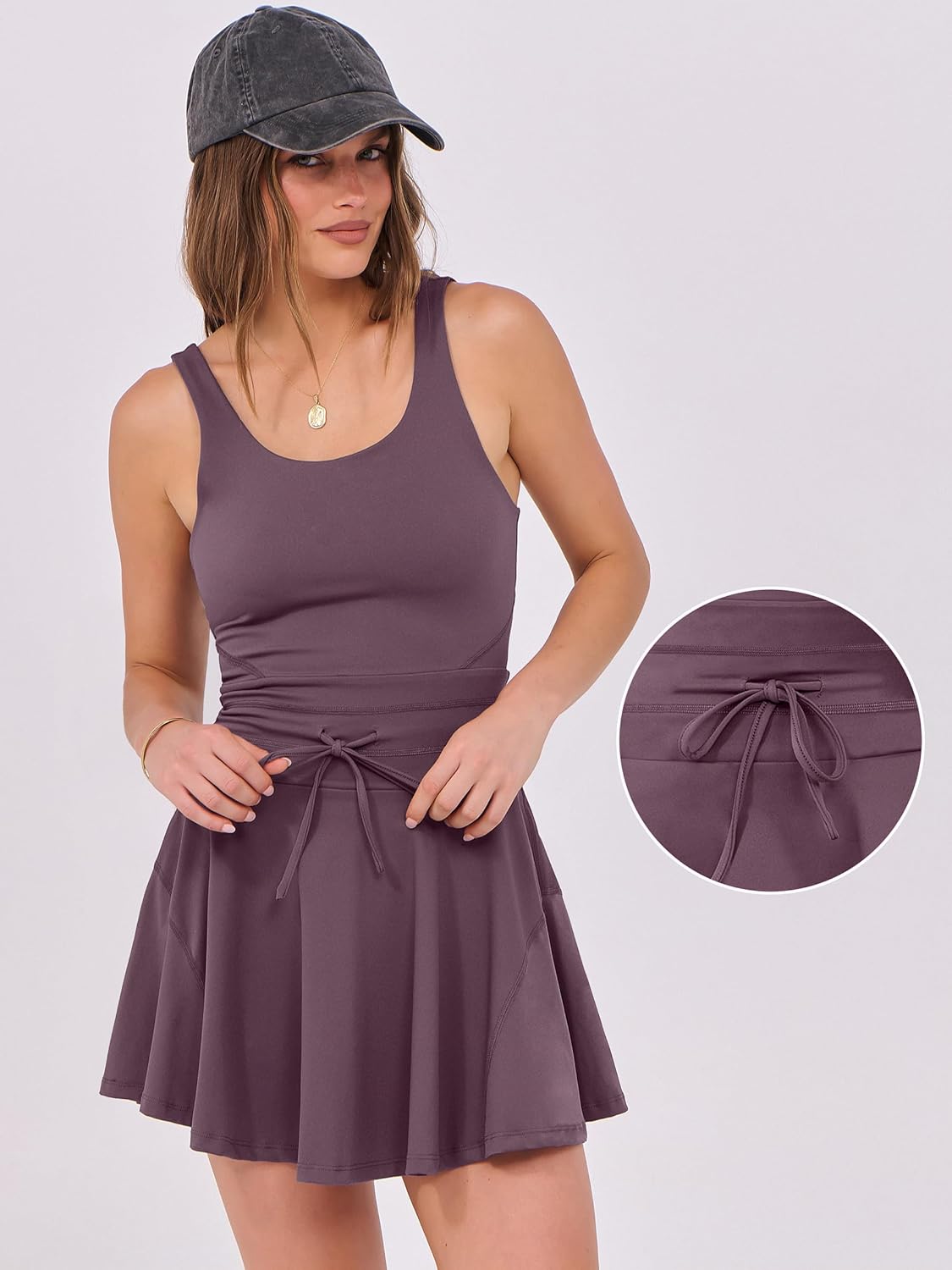 Caracilia Women's Tennis Mini Dresses Workout Built in Shorts Golf Athletic Sleeveless One Piece Summer Active Romper Dress - Image 7