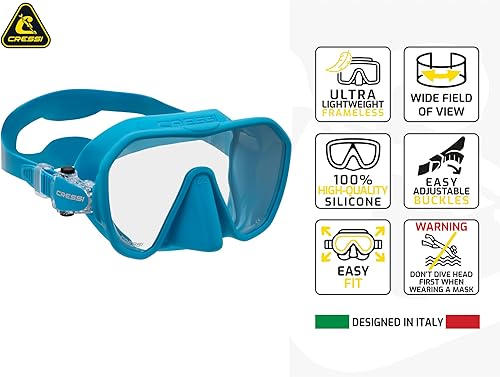 Miniatura 2 de Cressi Máscara de buceo sin marco para adultos - Lente mono de visión ancha - bajo volumen interno - Silicona suave pura - ZS2 diseñado en Italia
