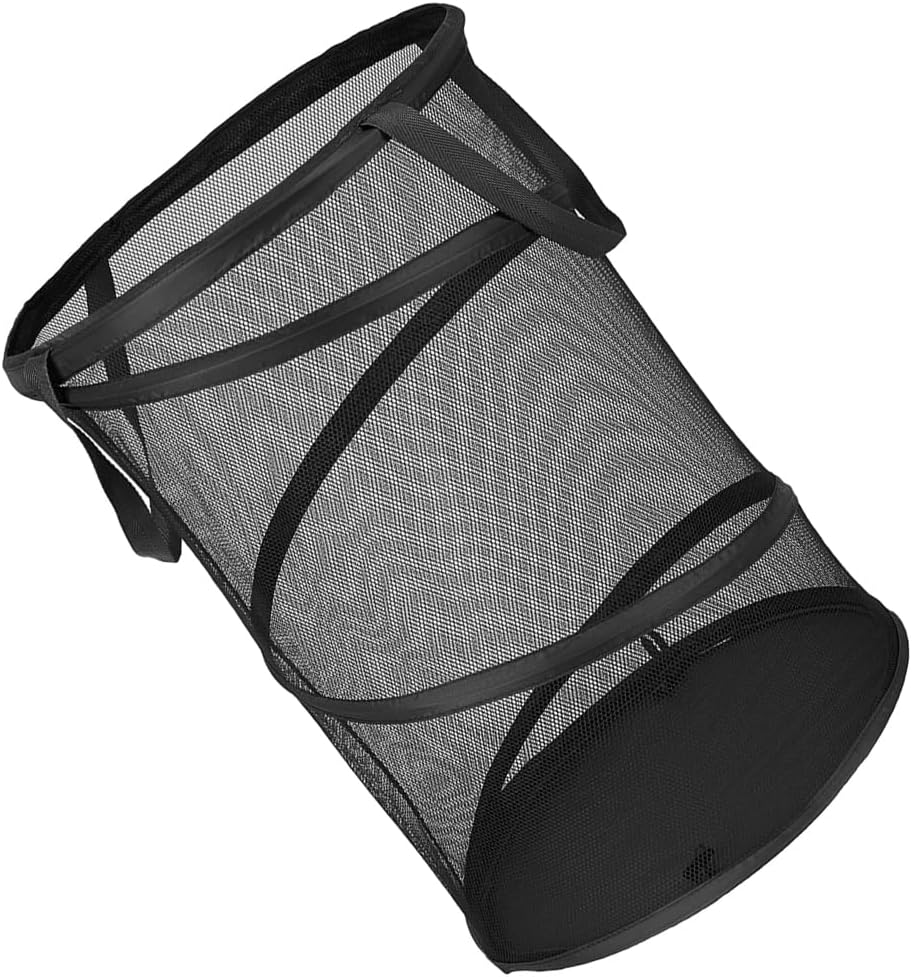 HOMSFOU Folding Mesh Laundry Basket Large Capacity Storage Bin for Clothes Toys and Sundries Space-saving Design for Bedroom Bathroom and Playroom Organization