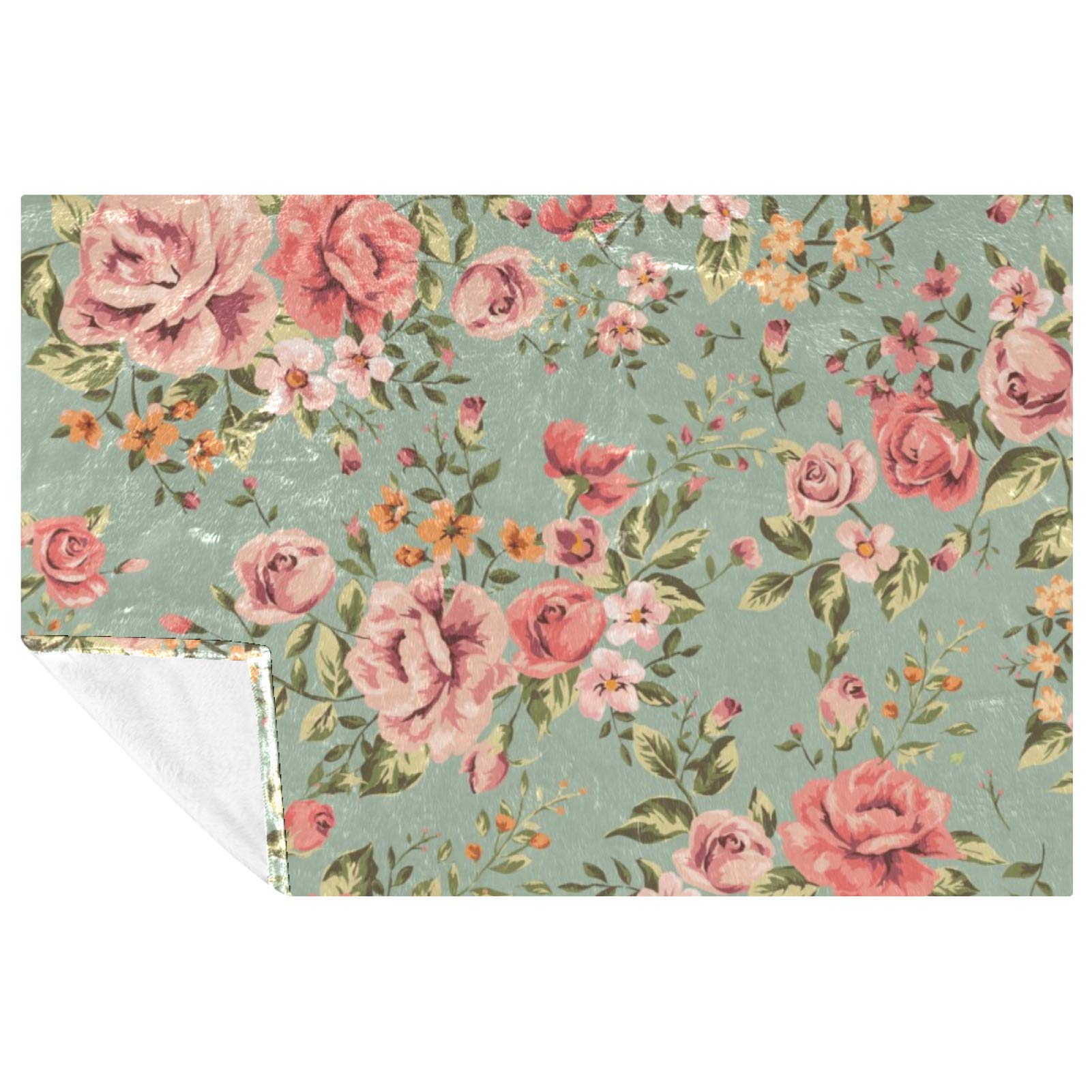 Couverture classique vintage contre le froid : plaid floral doux pour lit et canapé