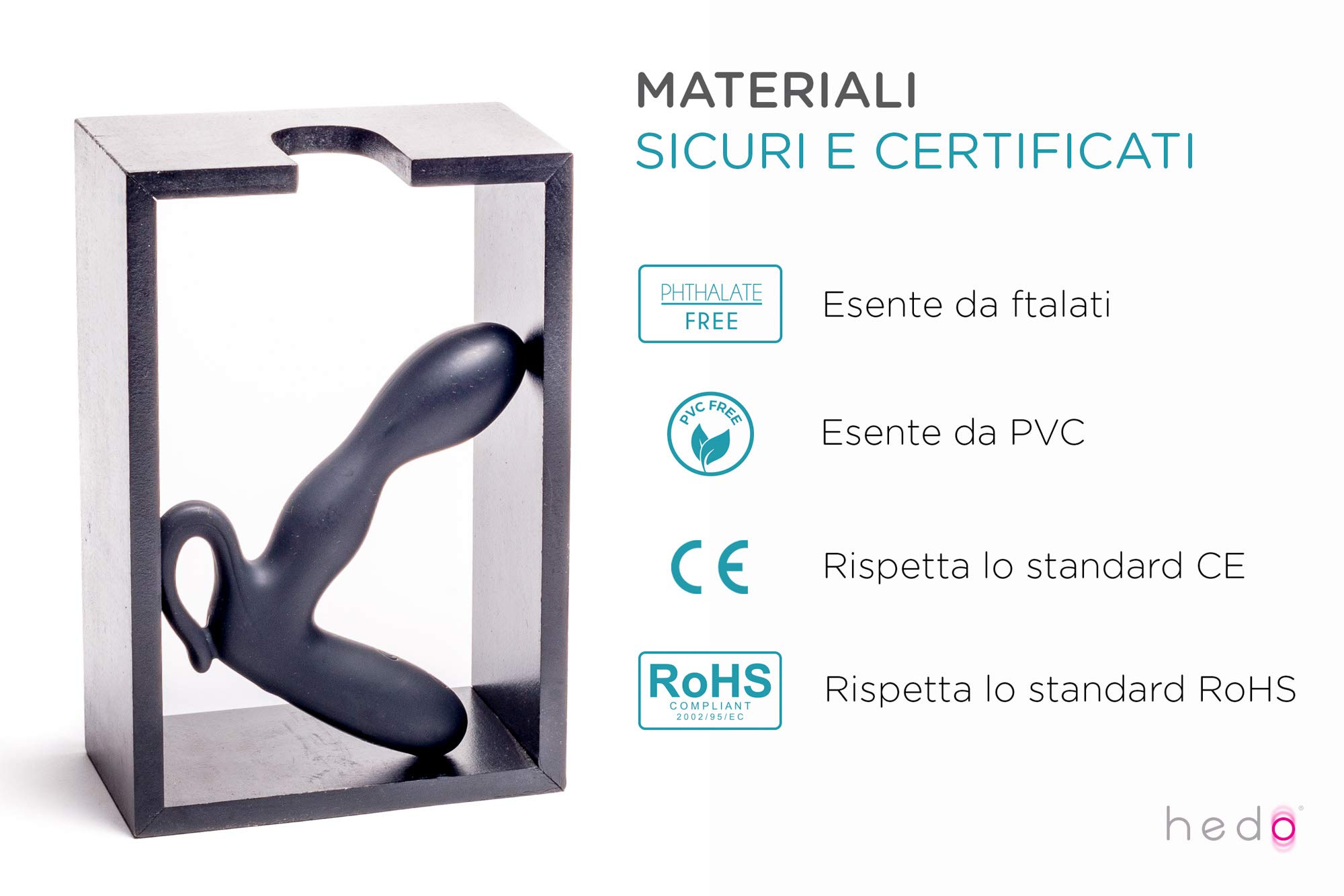 HEDO R6 | Vibratore sessuale per uomo | Massaggiatore prostatico | Silicone medico privo di PVC e ftalati | Ricaricabile | Ideale per la stimolazione della prostata | Dilatatore anale (Nero)