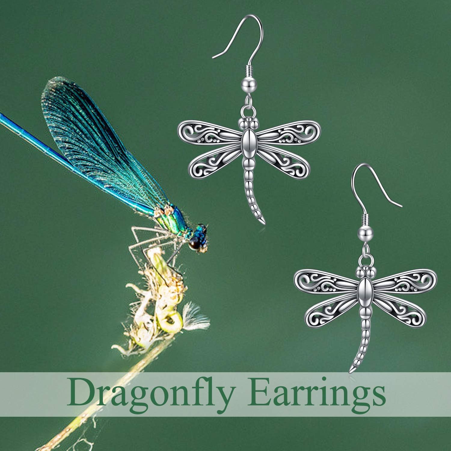 ONEFINITY Dragonfly Earrings 925 Sterling Silver Moonstone Leverback Dragonfly Dangle Drop Earrings Women Jewelry Gifts - Image 5