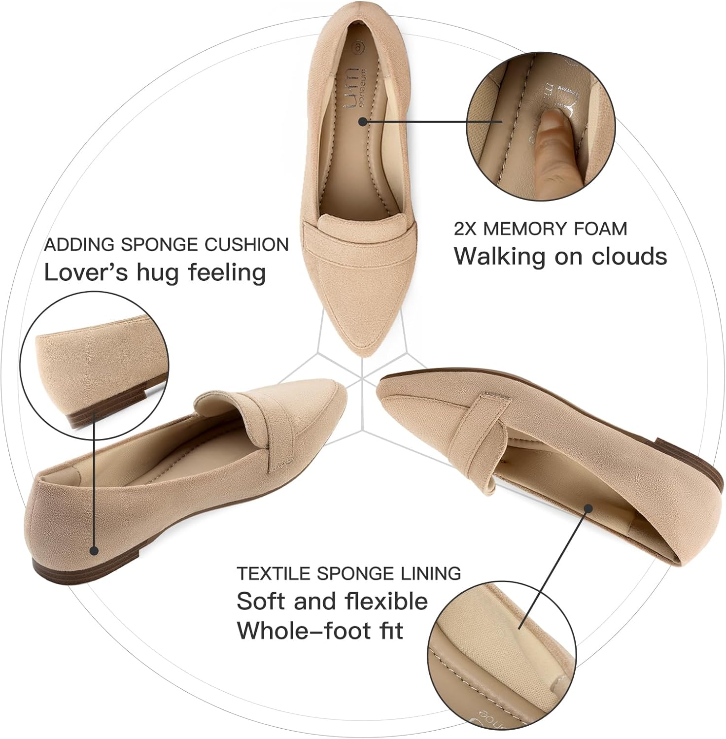 MUSSHOE Pointed Toe Women Flats：Slip-on Loafers Shoes：Comfortable Dressy Casual Business Office Ballet Flats for Working Women Aged 25-45 All Seasons - Image 5