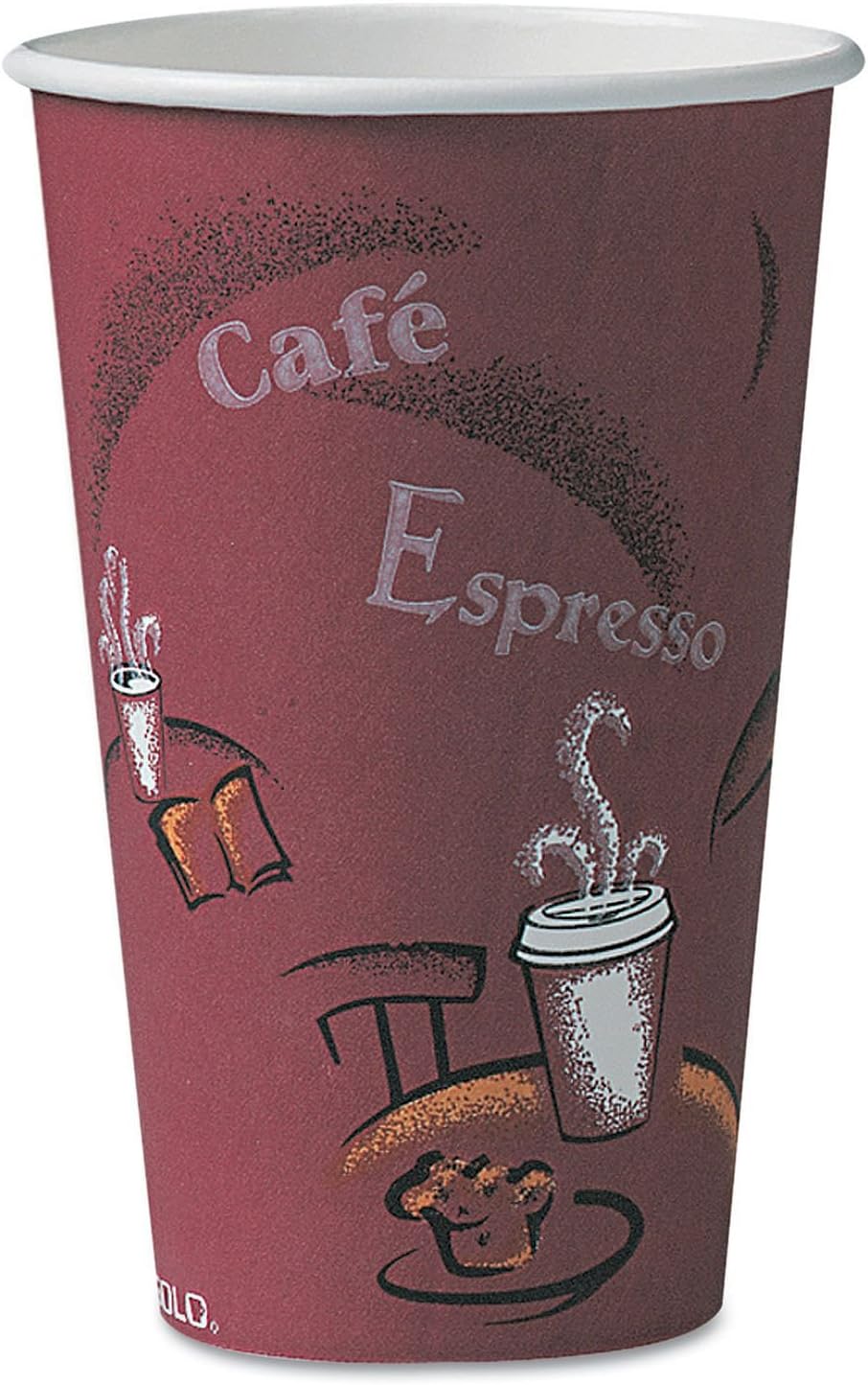 Solo - Paper Hot Cup, 16 oz., 300/CT, Maroon, Sold as 1 Carton, SLO 16BI0041