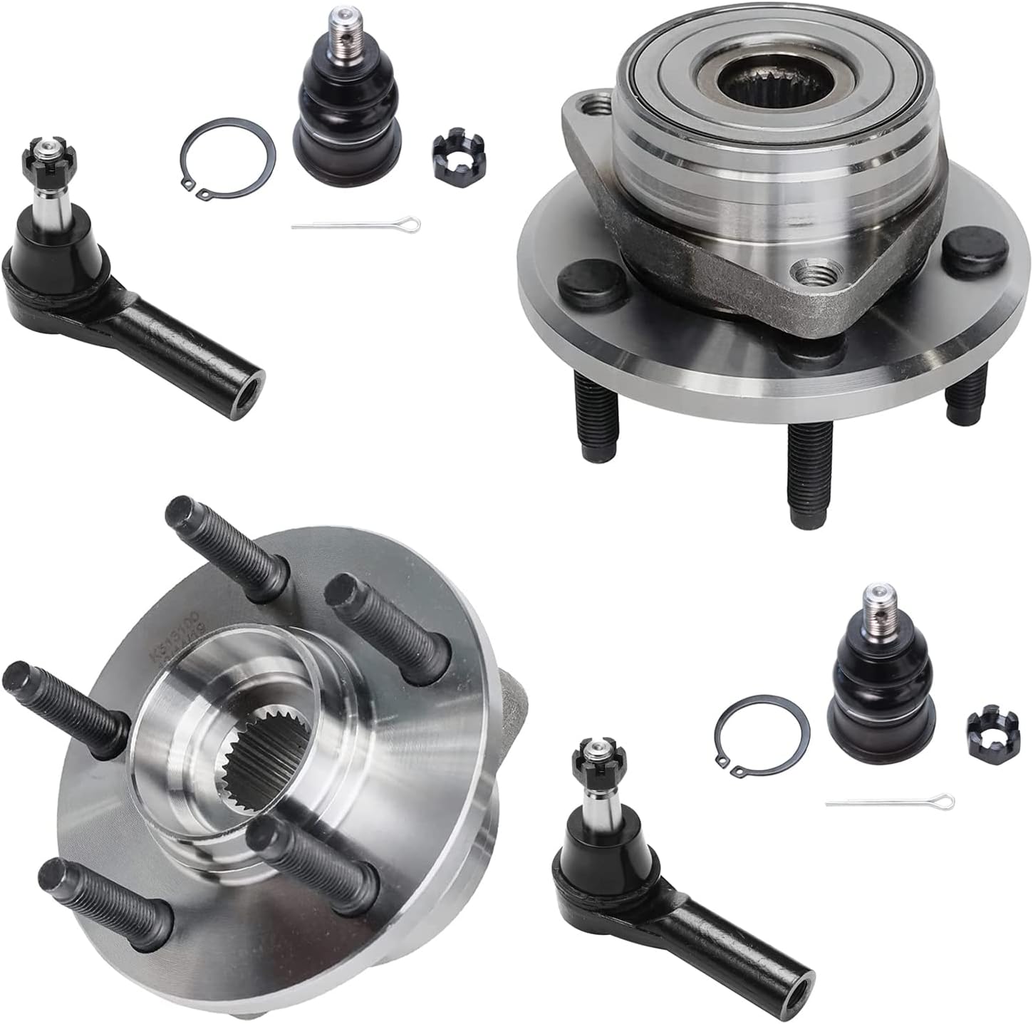 Detroit Axle - Front Wheel Bearing Hubs Kit for Ford 1996-2007 Taurus Mercury Sable Wheel Bearing Hubs Lower Ball Joints Outer Tie Rods 1997 1998 1999 2000 2001 2002 2003 2004 2005 2006 Replacement