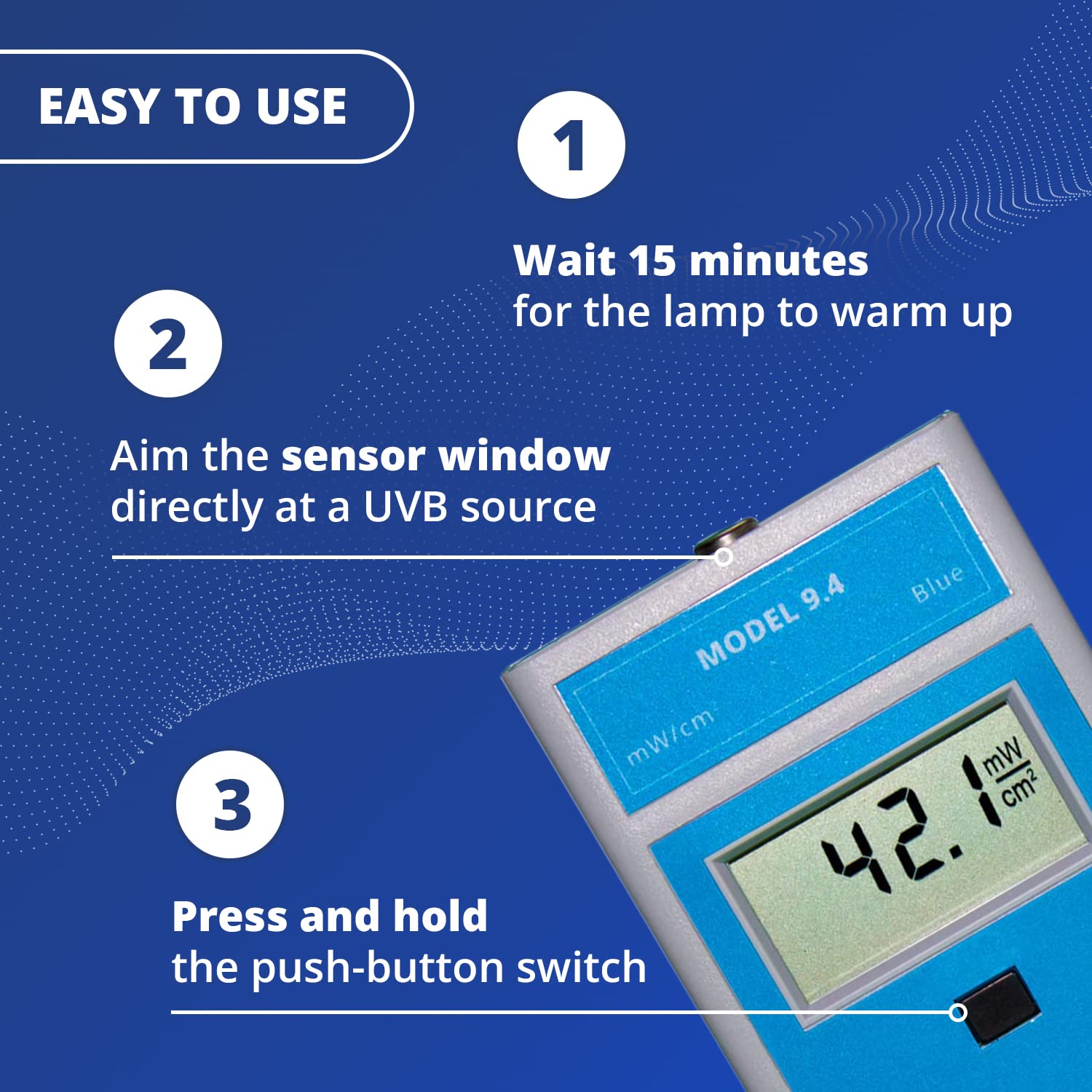 Solarmeter Model 9.4 Visible Blue Light Meter, Handheld Digital Radiometer and Light Bulb Tester for Measuring Blue Light for Aquarium Lamps, Acne & Bilirubin Phototherapy, 0-199.9 mW/cm²