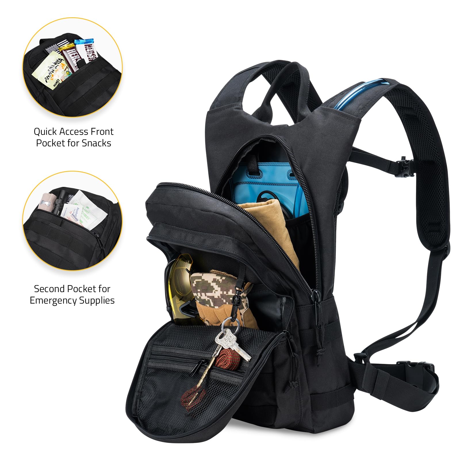 CVLIFE Mochila táctica de hidratación para exteriores, color negro