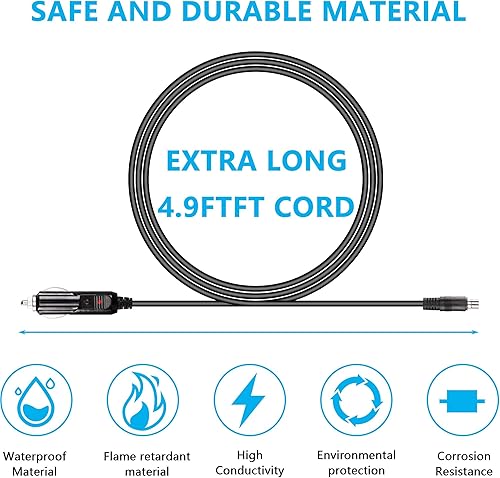 Miniatura 7 de CERRXIAN Cable de alimentación DC8020 de 4.9 pies, 12 V24 V, enchufe macho a CC 0.315 in x 0.079 in, cable adaptador de fuente de alimentación con