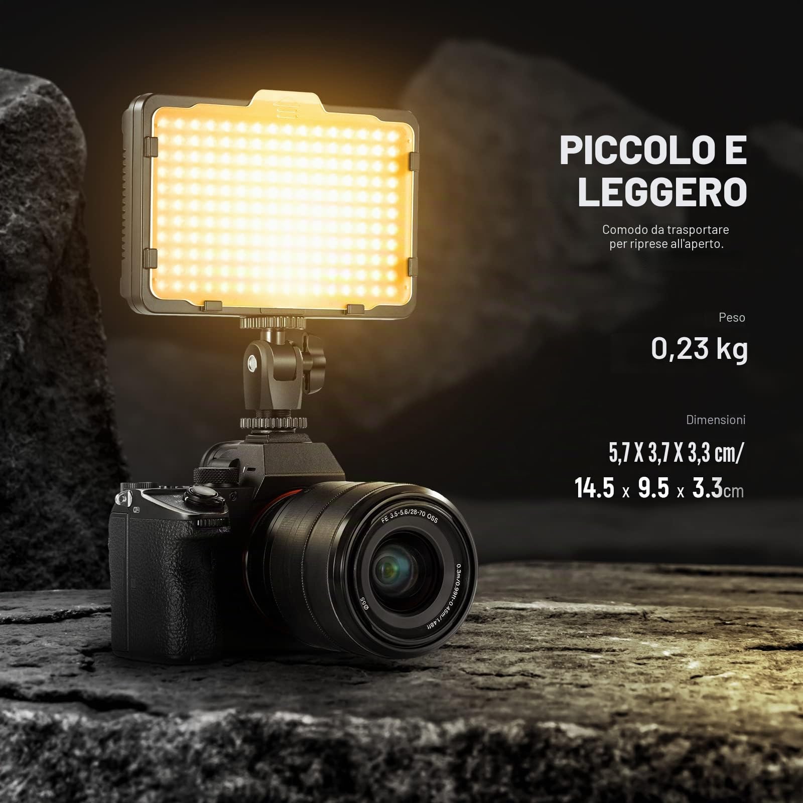 Neewer Pannello Luce LED 176 Bulbi Ultra Luminosa Dimmerabile 3200-5600K On-camera con Filettatura 1/4”di Montaggio per Reflex Canon Nikon Pentax Panasonic Sony Samsung Olympus ecc.