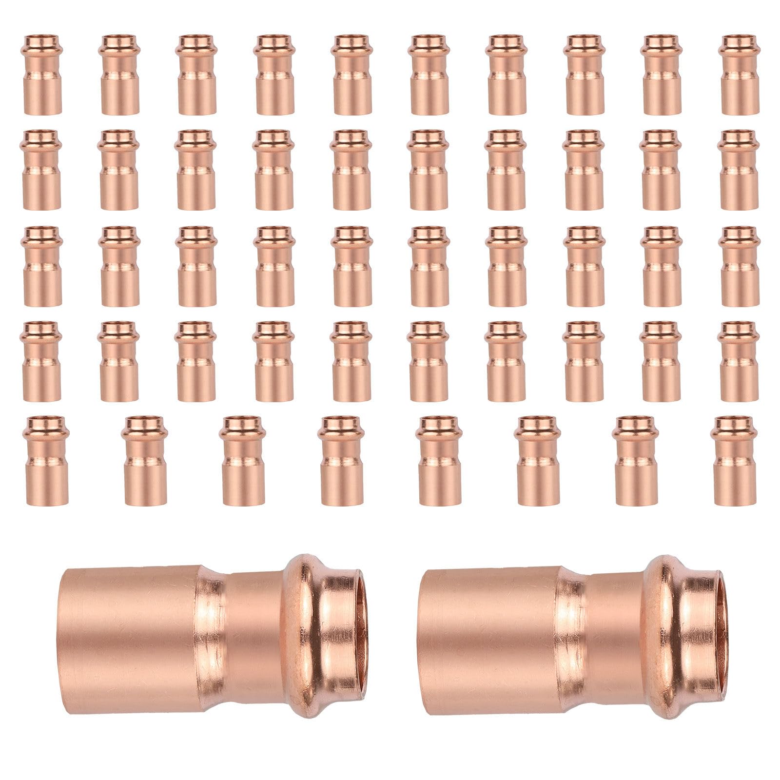 Paquete de 50 reductores de buje de Cobre prensado GUOFIS de 1-1/2" FTG x 1-1/4", buje de Cobre prensado para plomería, transición de tamaño de tubería en Sistemas de Agua y HVAC.