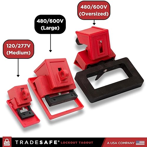 Miniatura 3 de TRADESAFE Dispositivo de bloqueo del disyuntor, paquete de 3, 480600 voltios, dispositivo de bloqueo del disyuntor de abrazadera, compatible con