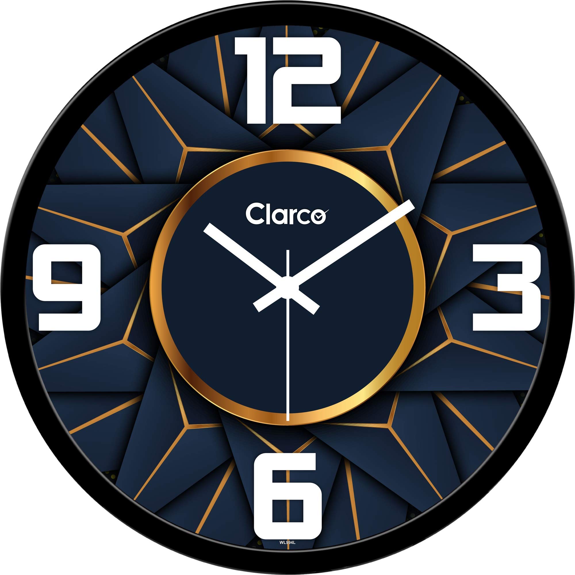 Clarco Brand Big Size Designer Analogue Round Plastic Wall Clock with Glass for Home/Living Room/Bedroom/Kitchen/Office (12 x 12 Inch / 30 x 30 cm)(WL_994L)