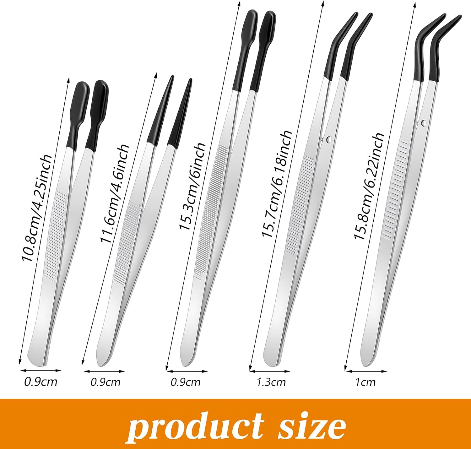 5Pcs Rubber Tip Tweezers,Stainless Steel Rubber Tipped Tweezers image 2