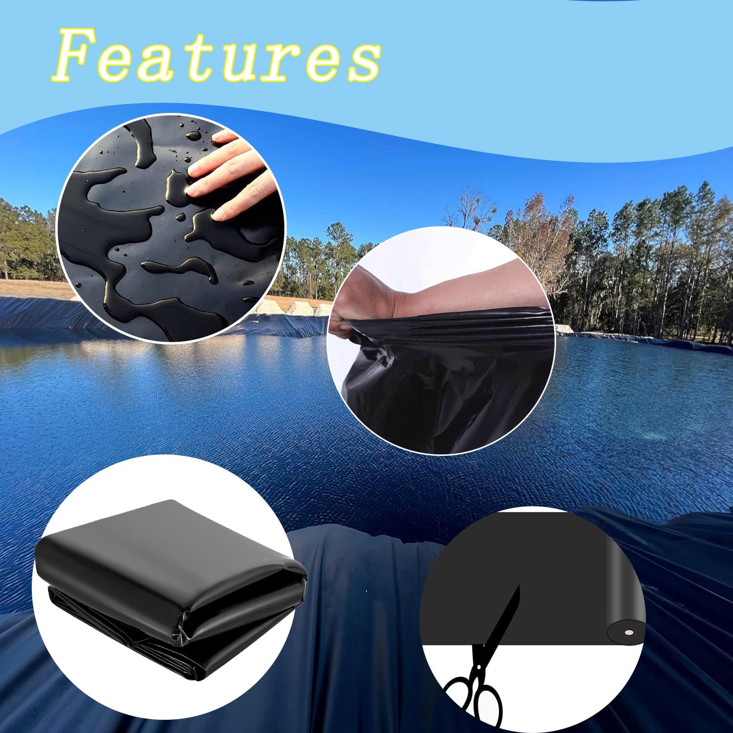 Revestimiento para estanque de 0,12 mm, ideal para fuentes, características de agua y jardines (8,5 x 7 m), resistente al agua, resistente a los rayos UV