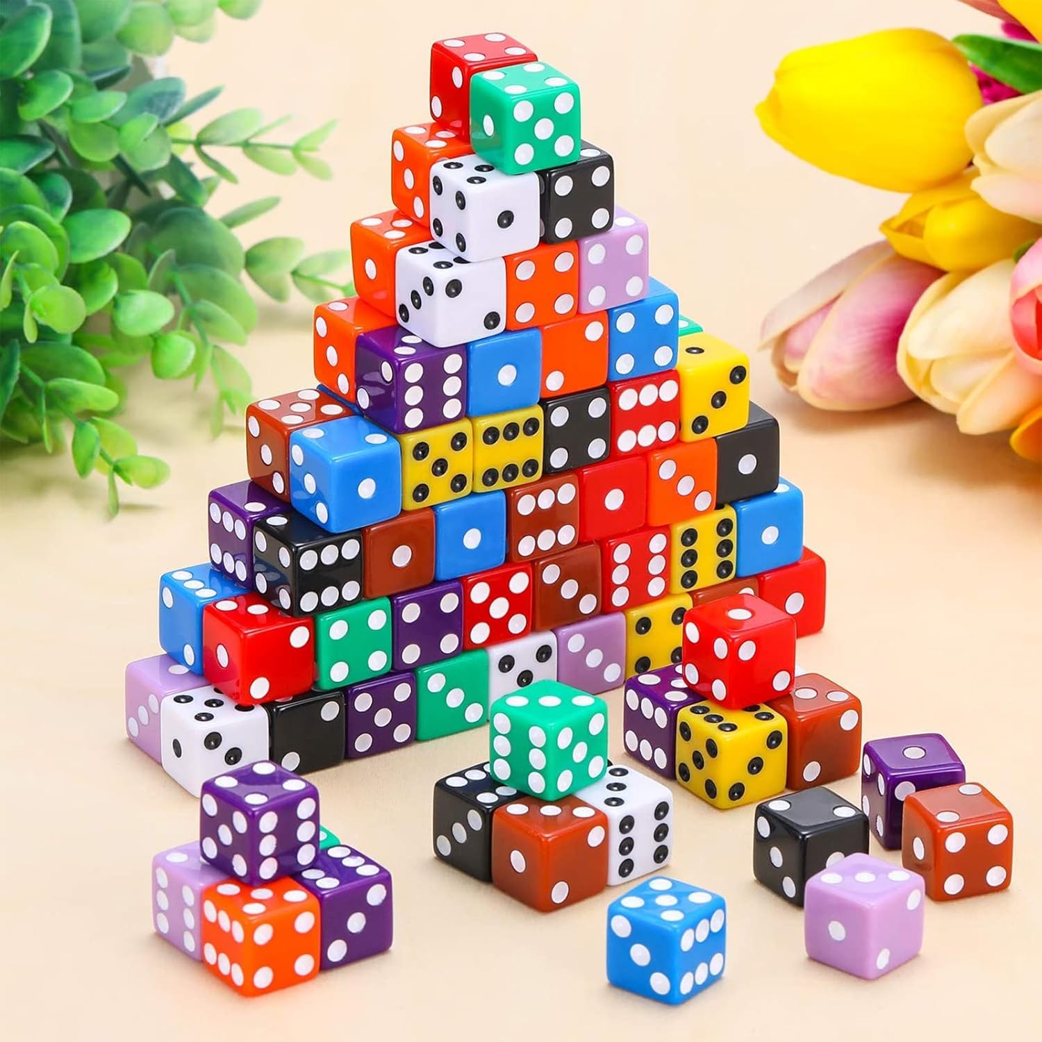 HUAZIZ Set di 100 dadi colorati a 6 facce Dice Game D6 dadi 16 mm per Giochi da Tavolo, Giochi per Set a più Lati