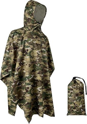 Rain Poncho, Camo Poncho Multi Use Waterproof Rain Coat