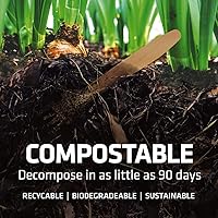 Vista 4 de Juego de cubiertos de madera desechables – 100% compostable para el hogar – Mezcla 300 (120 tenedores, 120 cucharas y 80 cuchillos) 6.5