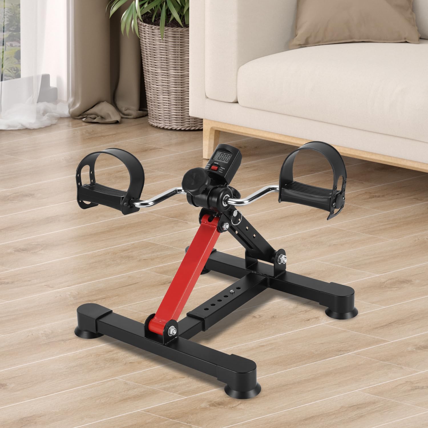 Rower domowy, mini trenażer domowy z monitorem LCD, trenażer pedałów do treningu wytrzymałościowego, regulowany opór, trening ruchowy, urządzenie fitness do biura, domu