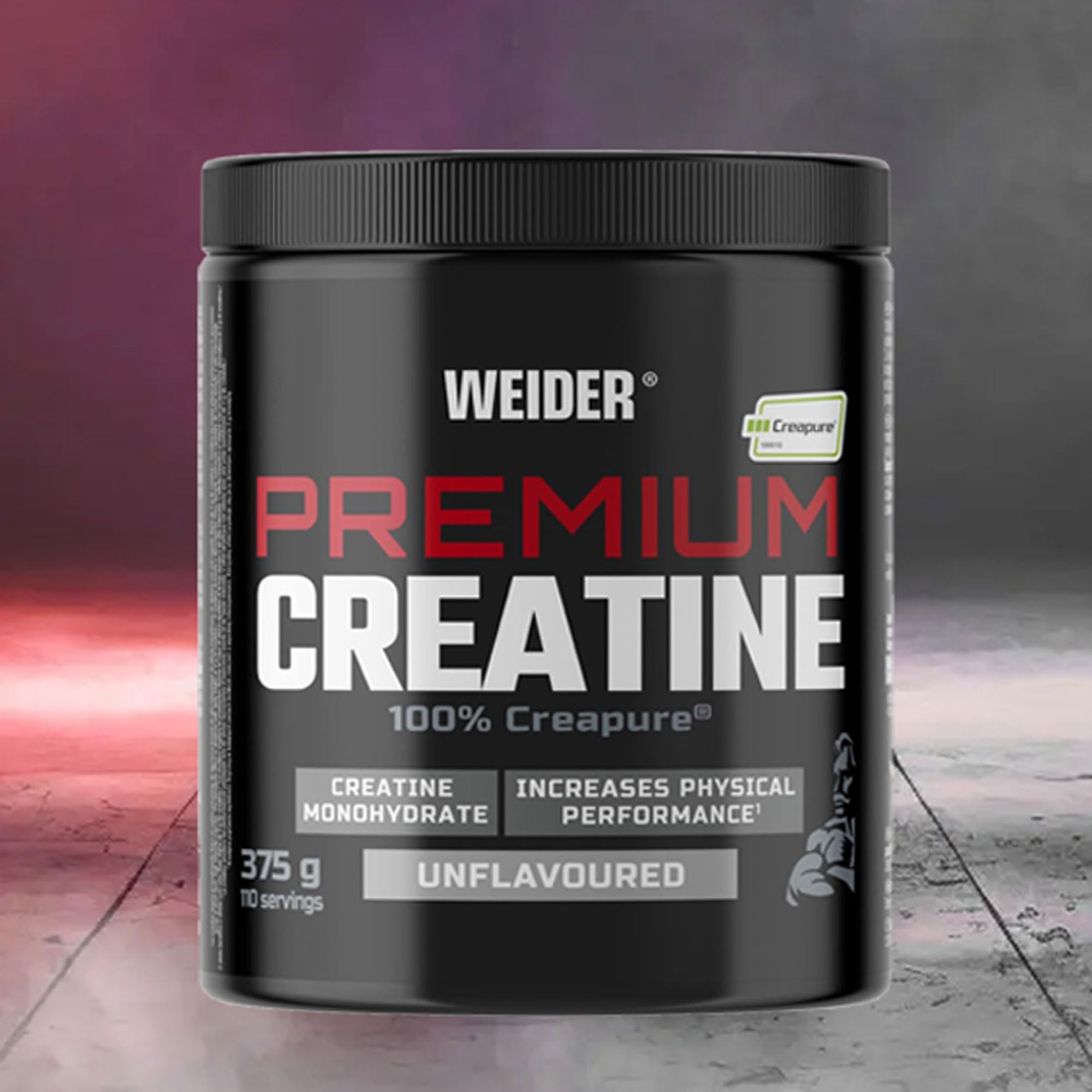Kreatyna Weider Premium Creatine 375 g, 100% Monohydrat Kreatyny Creapure, Bez Cukru, Wegańska, Wspiera Wydolność Fizyczną, Smak Neutralny