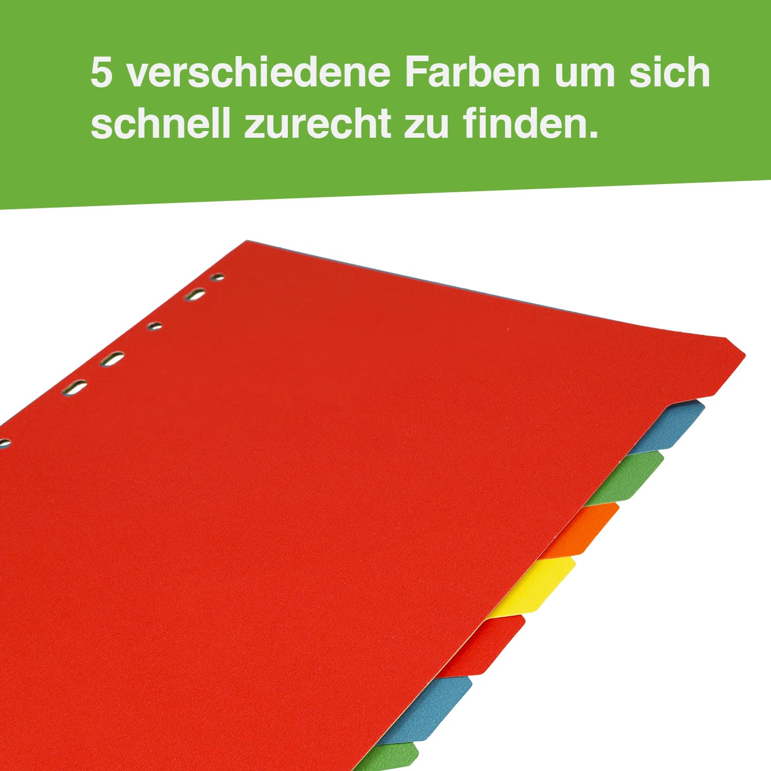 Westcott Register für Ordner A4 (100er-Pack) | Trennblätter für Din A4 Ordner | 10 farbige Tabs in 5 Farben als Ordner Organizer | Robuste 160g/m² mit Eurolochung | E-1733312 00
