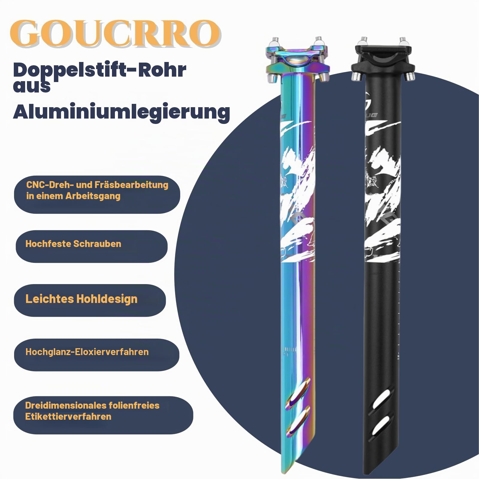 Fahrradsattelstütze 27,2/31,6 mm Leichte Aluminium-Sattelstütze 400 mm für Mountainbikes und Rennräder