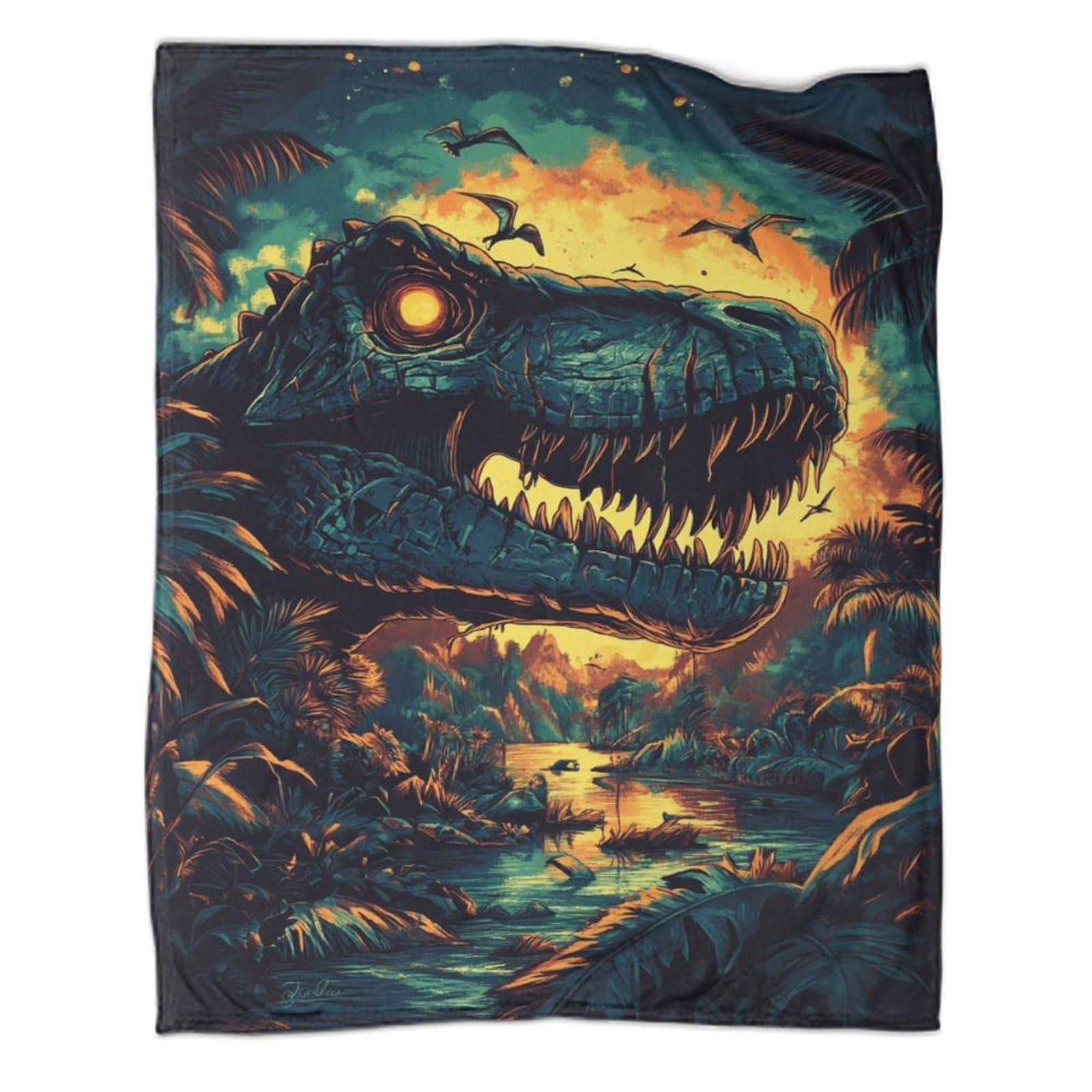 Plaid dinosaure pour salon et bureau : douceur cocooning en voyage