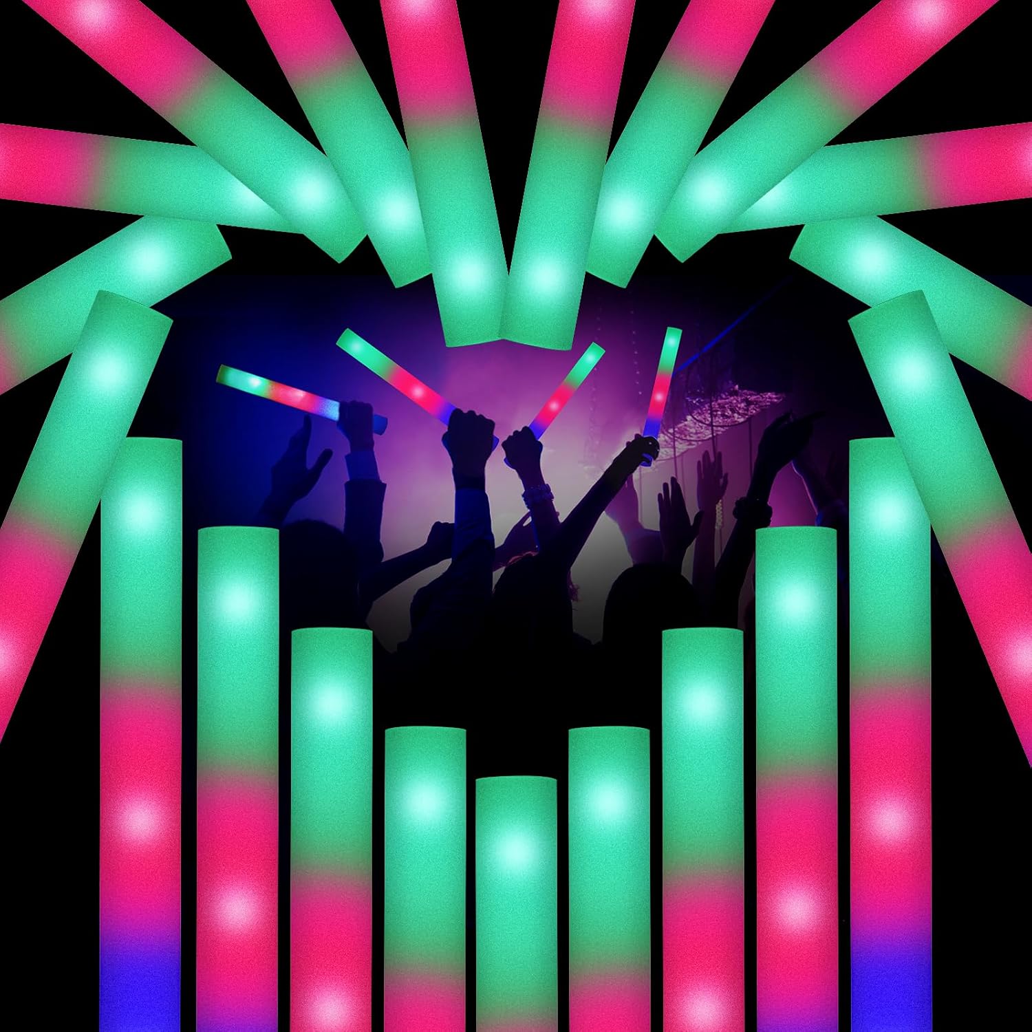 SHQDD46 PCS Foam Glow Sticks with 3 Modes Colorful Flashing, Glow Sticks Party Pack, Glow in Dark Party Supplies, foam Glow Sticks Bulk for Wedding, Raves, Concert,Halloween Party, 4th of July Party SHQDD46 PCS Foam Glow Sticks with 3 Modes Colorful Flashing, Glow Sticks Party Pack, Glow in Dark Party Supplies, foam Glow Sticks Bulk for Wedding, Raves, Concert,Halloween Party, 4th of July Party