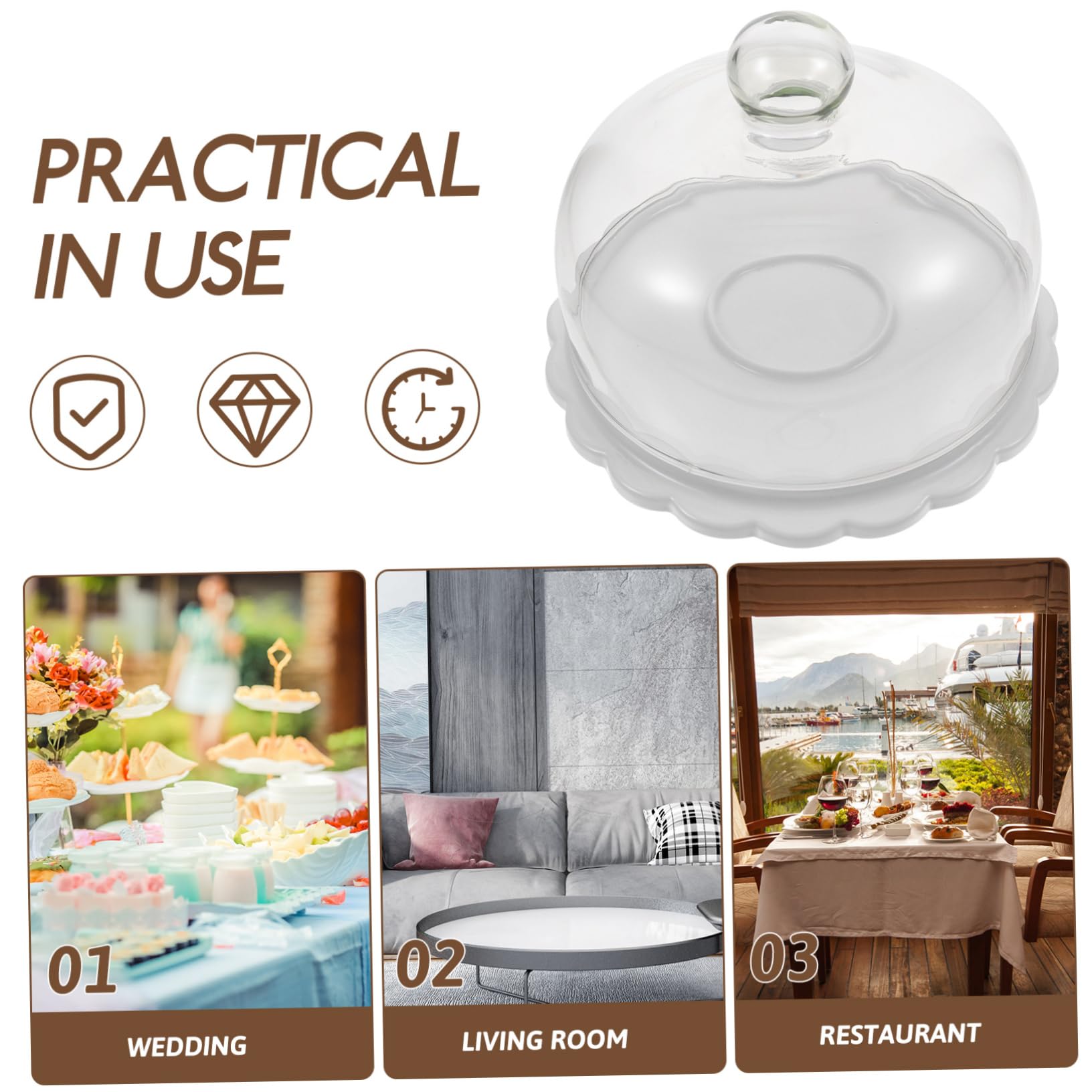 BESTYASH Alzata Per Torta in Vetro Con Copertura a Cupola, Piatto Espositore in Ceramica Da 23,5 Cm, Per Dessert e Dolci, Adatta a Matrimoni e Feste, Set Alzata Con Coperchio Trasparente Resistente