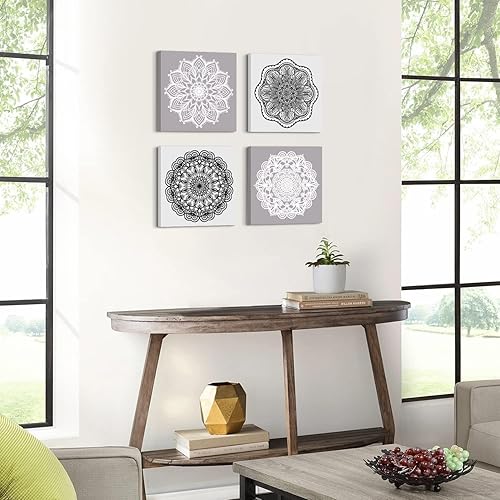 Miniatura 6 de Arte de pared de mandala para sala de estar, decoración de pared bohemia para dormitorio, impresiones de cuadros modernos de mediados de siglo,