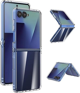 Cresee Case for Samsung Galaxy Z Flip 7 2025 Phone Case with Crystal Clear Hard Back + Soft TPU Bumper Shockproof Cover for Galaxy Z Flip7 - Transparent