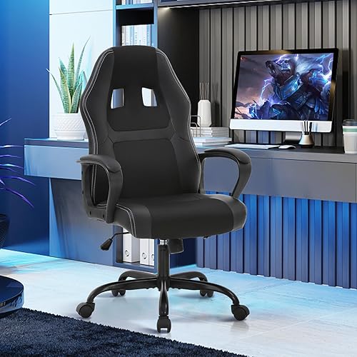 Silla de juegos Silla de computadora de piel sintética con soporte lumbar Sillas de juego de altura ajustable Sillas de escritorio ergonómicas de