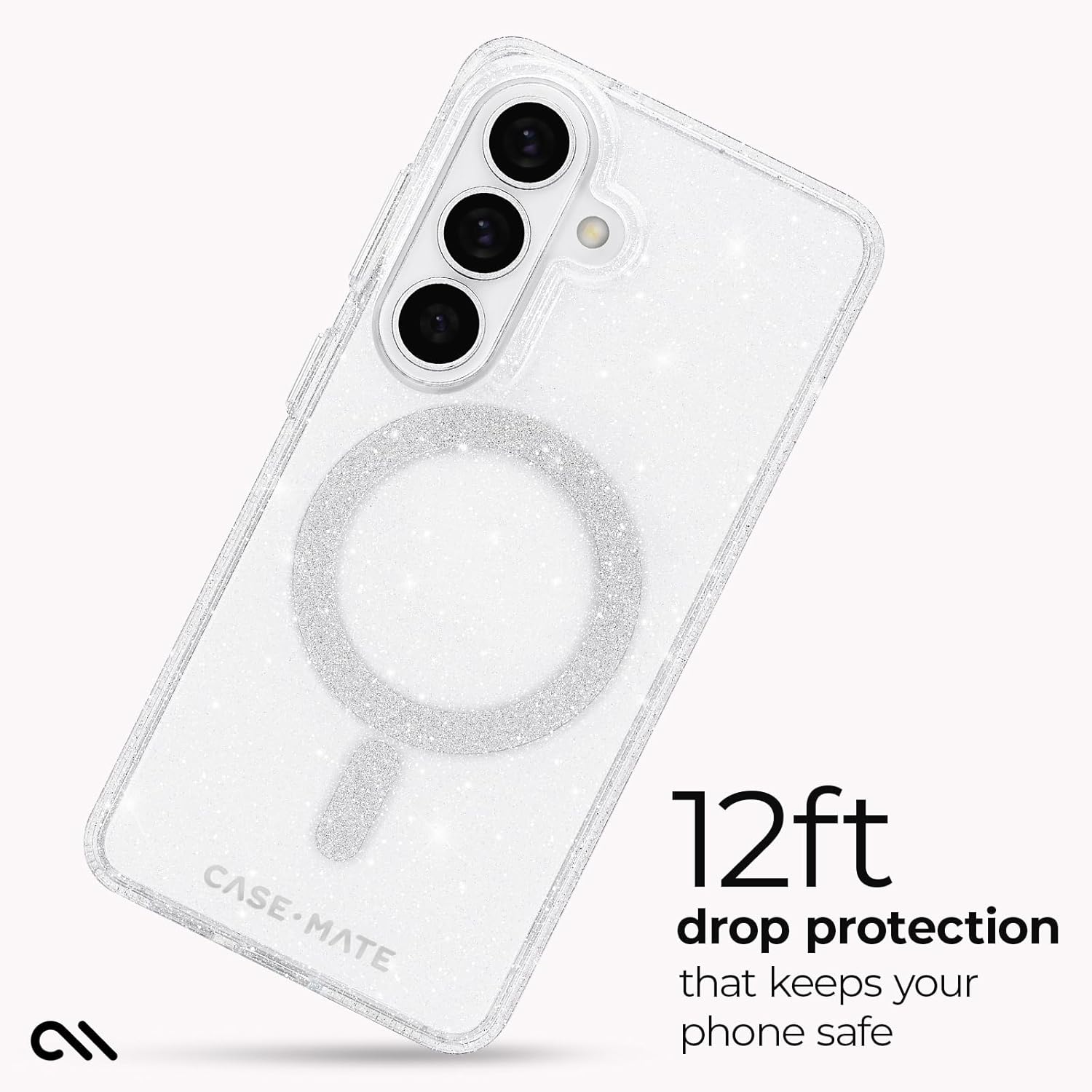 Case-Mate Samsung Galaxy S26 Plus Case [Magnetic & Wireless Charging] - Stylish Sparkly Phone Cover with 12ft Drop Protection - Magnetic Case for Samsung Galaxy S26 Plus 6.7" - Twinkle Twilight Silver