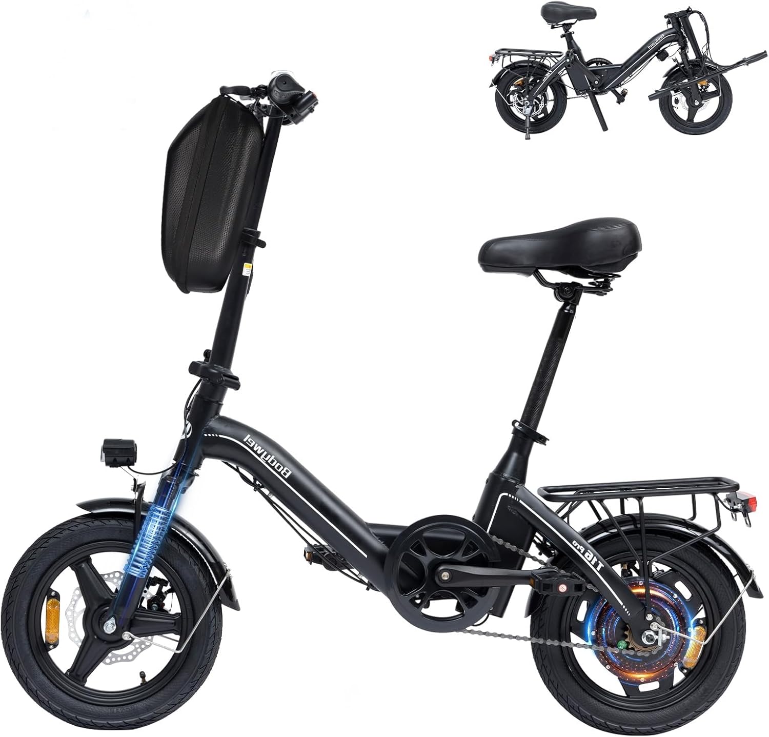 Bodywel Electric Bike for Adults, 14" Mini Foldable Ebike, 500W Peak Motor, 36V 10.4Ah Battery, 20 MPH, 25 Miles Range, City Commuter