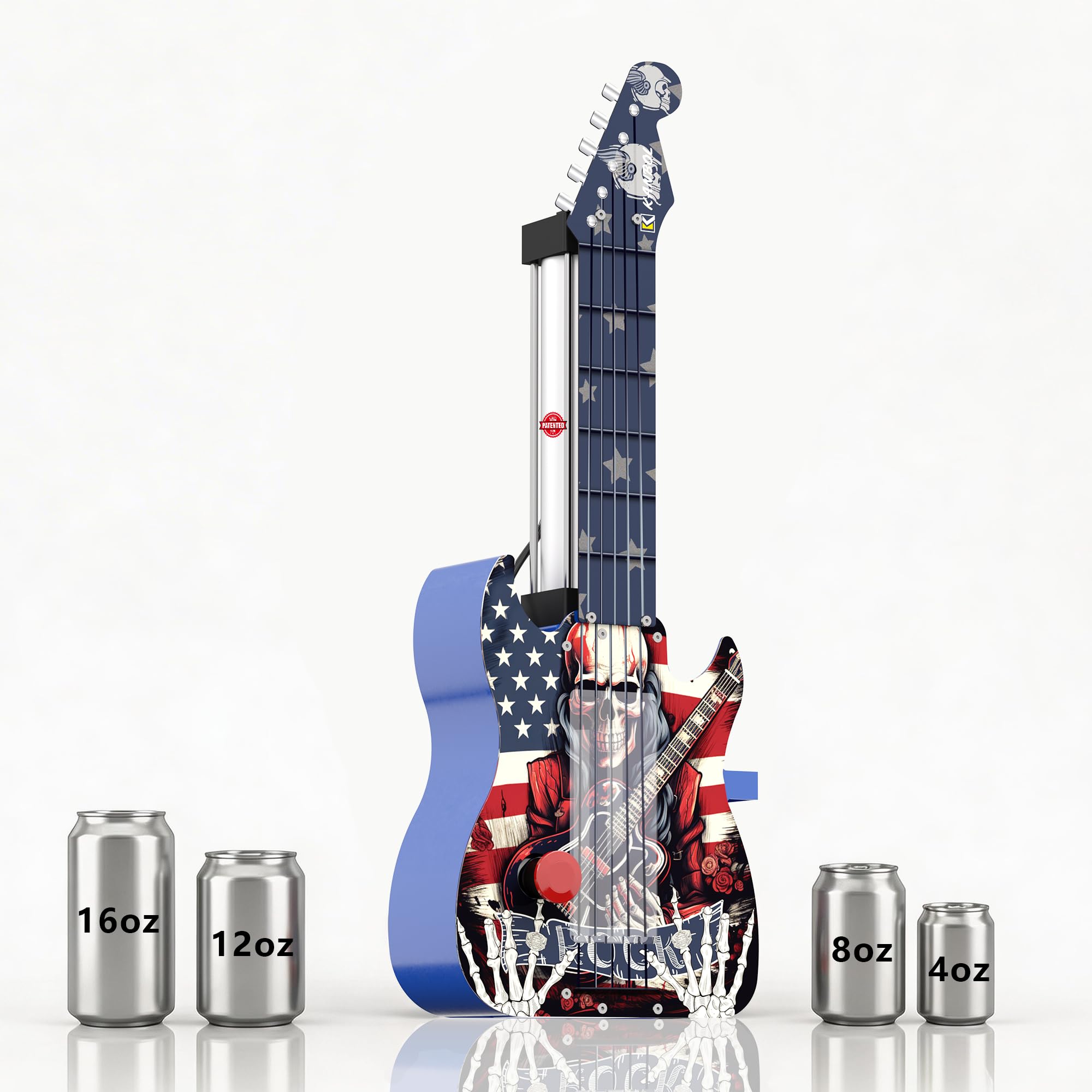 615 Guitar Style Pneumatic Can Crusher,16oz Soda Cans,Wall-Mounted Heavy Duty Can Smasher,Air Cylinder Metal Compactor,Air Powered Aluminum Can Crusher for Garage, Kitchen, Workshop