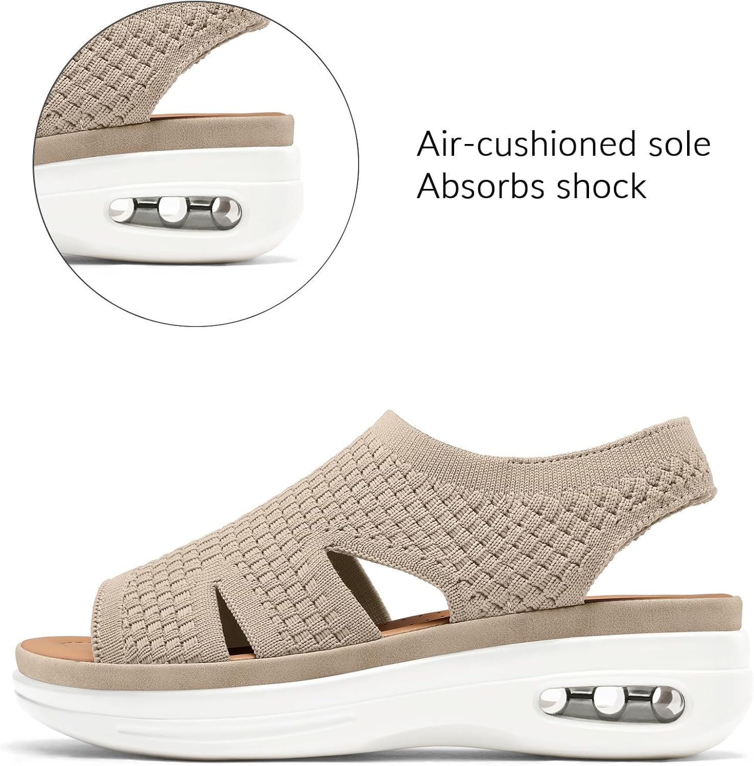 mysoft Womens Comfortable Walking Sandals Slip On Air Cushion Slingback Open Toe Platform Summer Shoes - Image 2