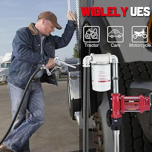Miniatura 6 de TOPWAY Bomba de combustible de gasolina de 12 V CC, kit de bomba de transferencia de aceite autocebante de 10 GPM con filtro de partículas, boquilla