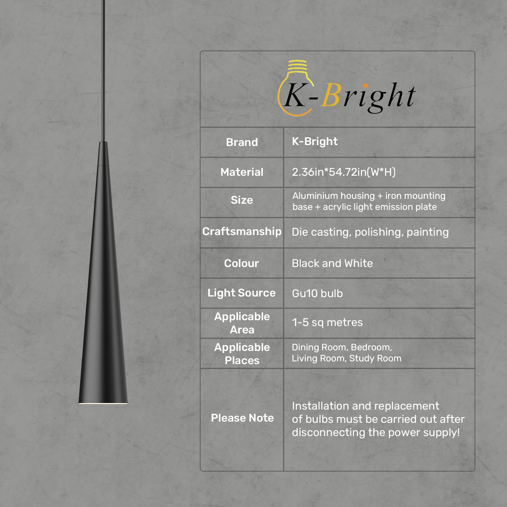 K-Bright 2 pezzi lampada a Sospensione ristorante, 5W Lampadina Gu10, Regolabile In Altezza lampada a sospensione moderna per cucina soggiorno tavolo da letto, luce bianca calda 3000K(Nero)