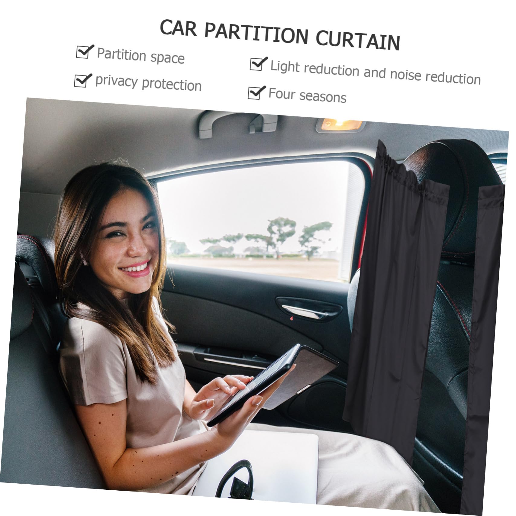 CALLARON Lot De 3 Rideaux De Séparation pour Pare-Brise Arrière De Voiture Amovibles Noirs Flexibles en Maille pour Rideaux Latéraux