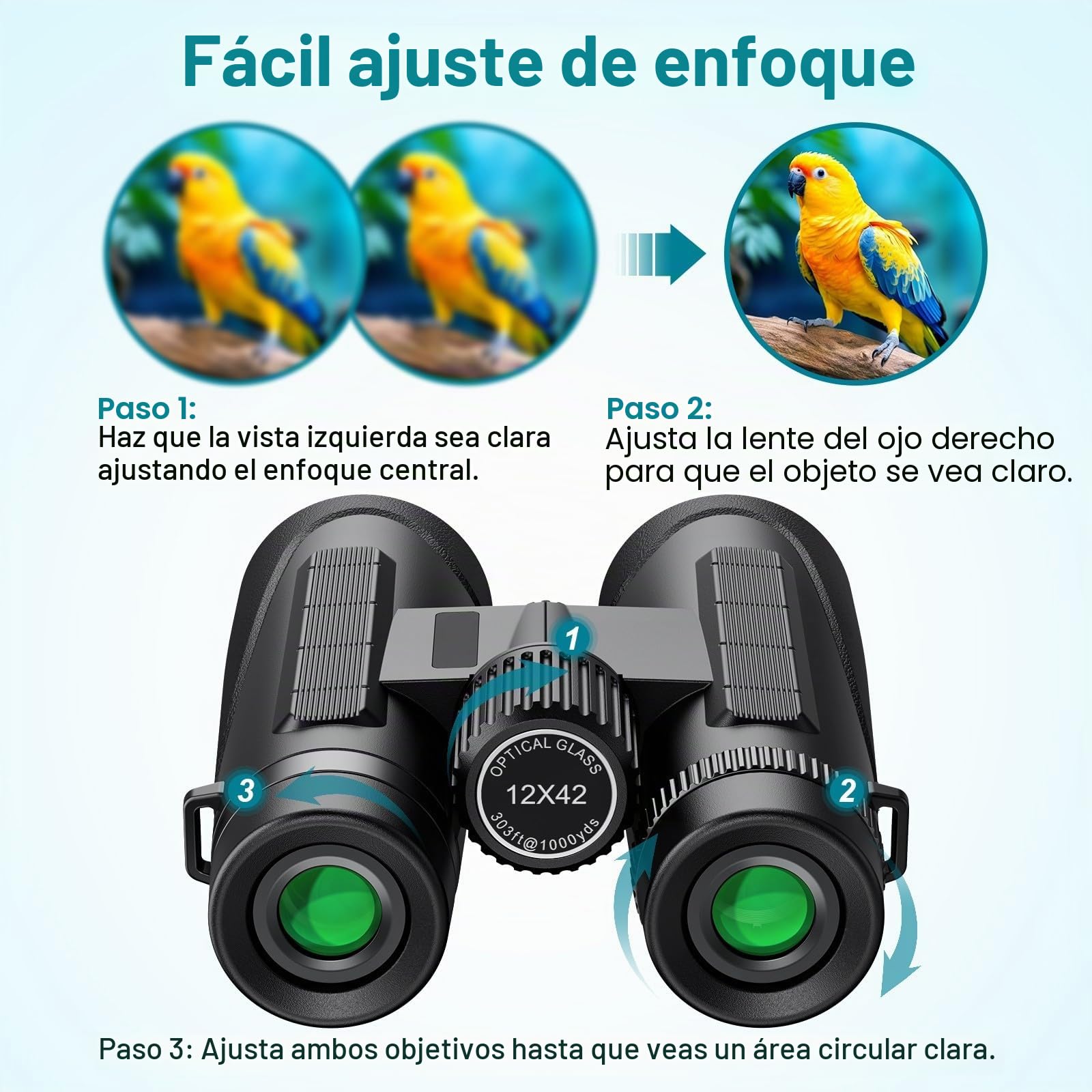 12 x 50 Prismáticos, Binoculars for Adults, Prismas BAK-4 y Lentes FMC, Potentes Binoculares,para observación de Aves, Caza, Senderismo, astronomía (Negro, L)