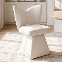 Esszimmerst hle Drehbar K chenst hle im Schmetterlingsdesign Polsterstuhl aus Kunstfell Modern Dining Chair f r Esszimmer/K che/Dining/Lounge Wohnzimmer Wei
