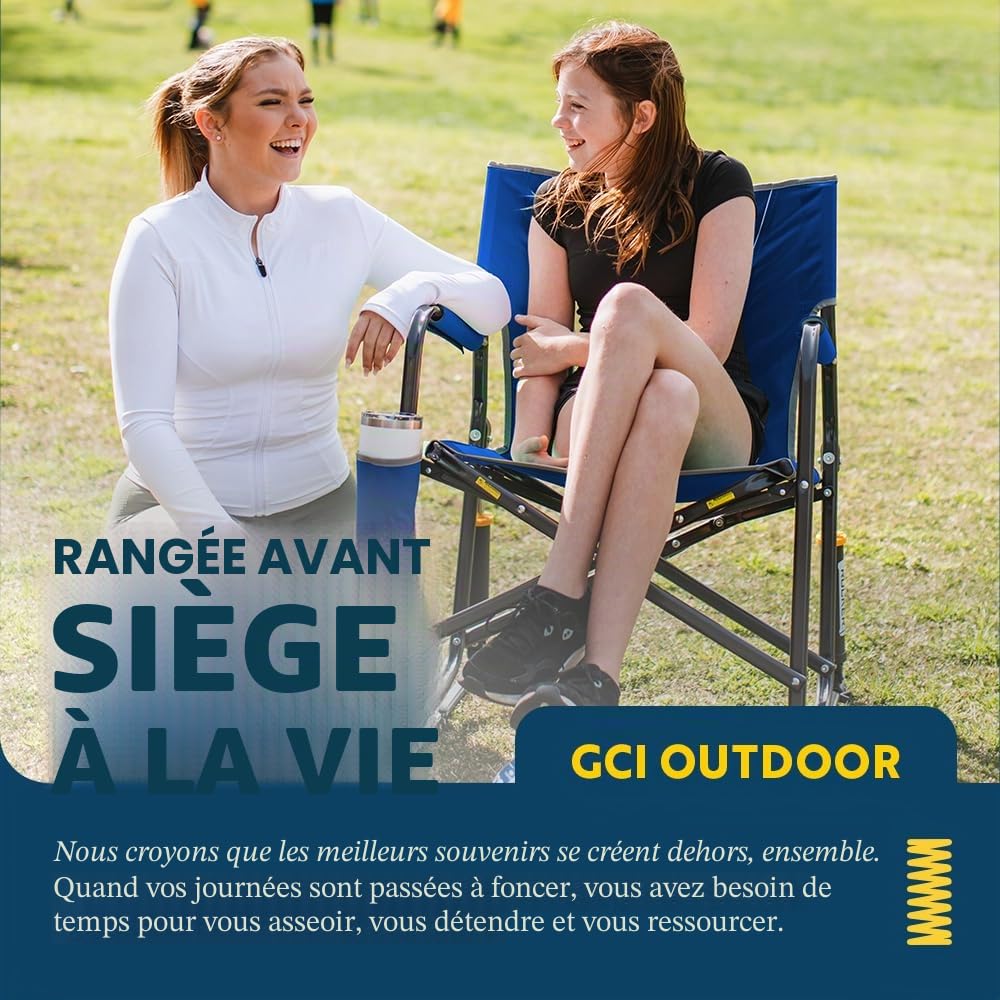 GCI Outdoor Freestyle Rocker XL Chaise à Bascule Pliante Portable et Chaise de Camping d'extérieur