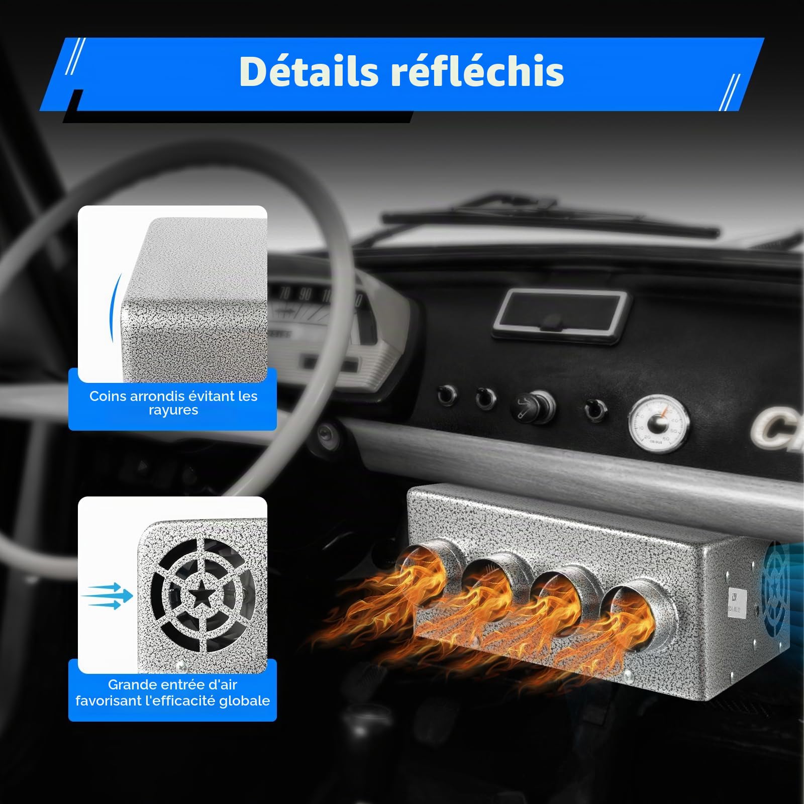 Chauffage Universel 12V pour Voiture – Appareil de Chauffage Haute Performance avec Tubes en Cuivre & Double Ventilateur Turbo – Écoénergétique, pour Voitures, Camions & Camping-Cars