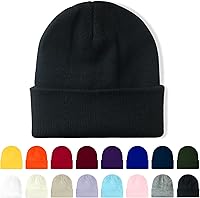 AGLIFEFY Winter Beanie for Men Women - Warm Acrylic Knit Cuffed Skull Cap Hat, One Size Fits Most