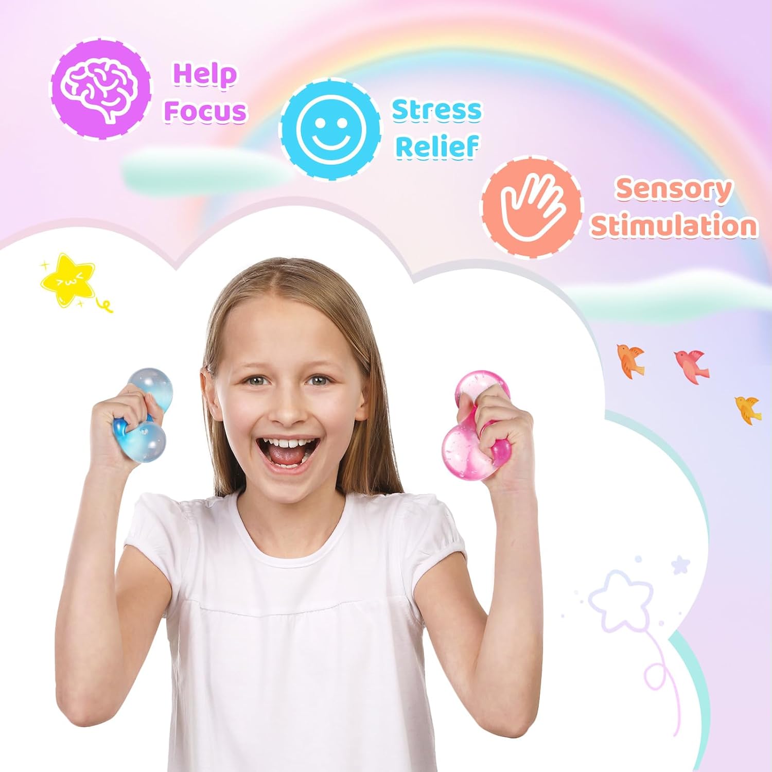 Squishy Fidget Toys Stress Cube, 4 Pack Solid Ice Cube High Density Malt Sugar Filled, Sensory Anxiety Relief Item for Kids Adults, Quiet Fidgets for Classroom, Calming Toys for ADHD