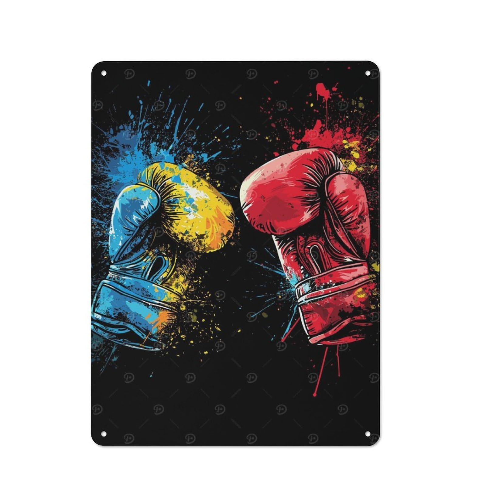 Junmoney Boxing Gloves 40X30cm Rustic Metal Sign With For Hobby Room Or Studio, Metal Sign Decor For Hobby Rooms And Studios